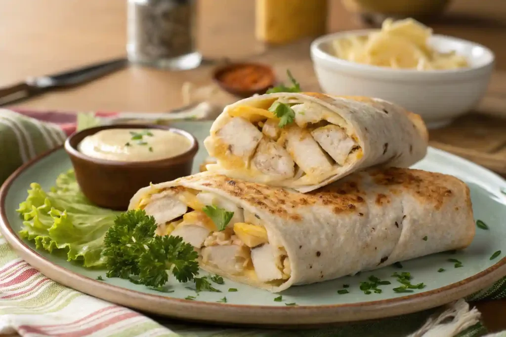 Cheesy Garlic Chicken Wraps