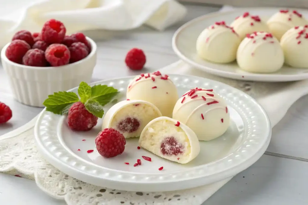 White Chocolate Raspberry Cheesecake Balls